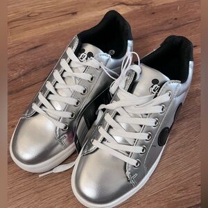 Silver Mickey Mouse sneakers, NWT, size 7